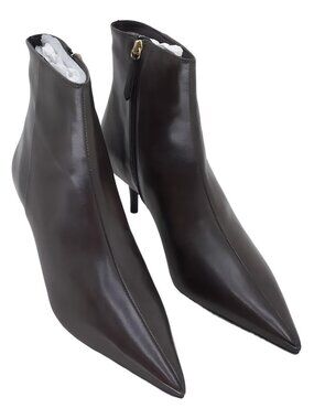 Schutz Mikki Mid Stiletto Pointed Toe Ankle Boot Brown Size 8